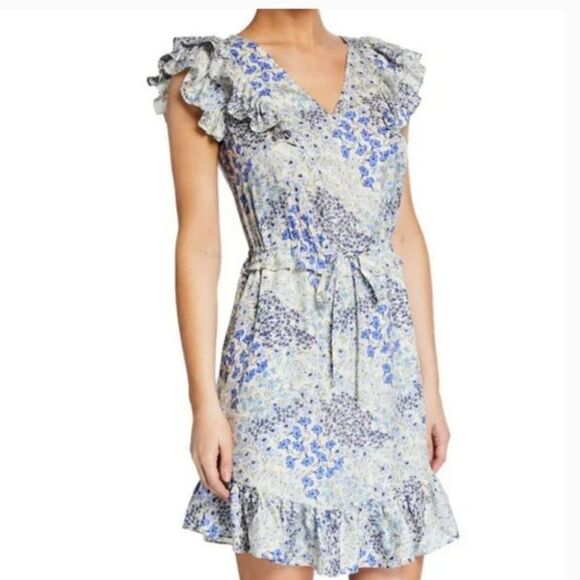 Rebecca Taylor Ava Floral Silk V Neck Dress Size 4 - Picture 1 of 9